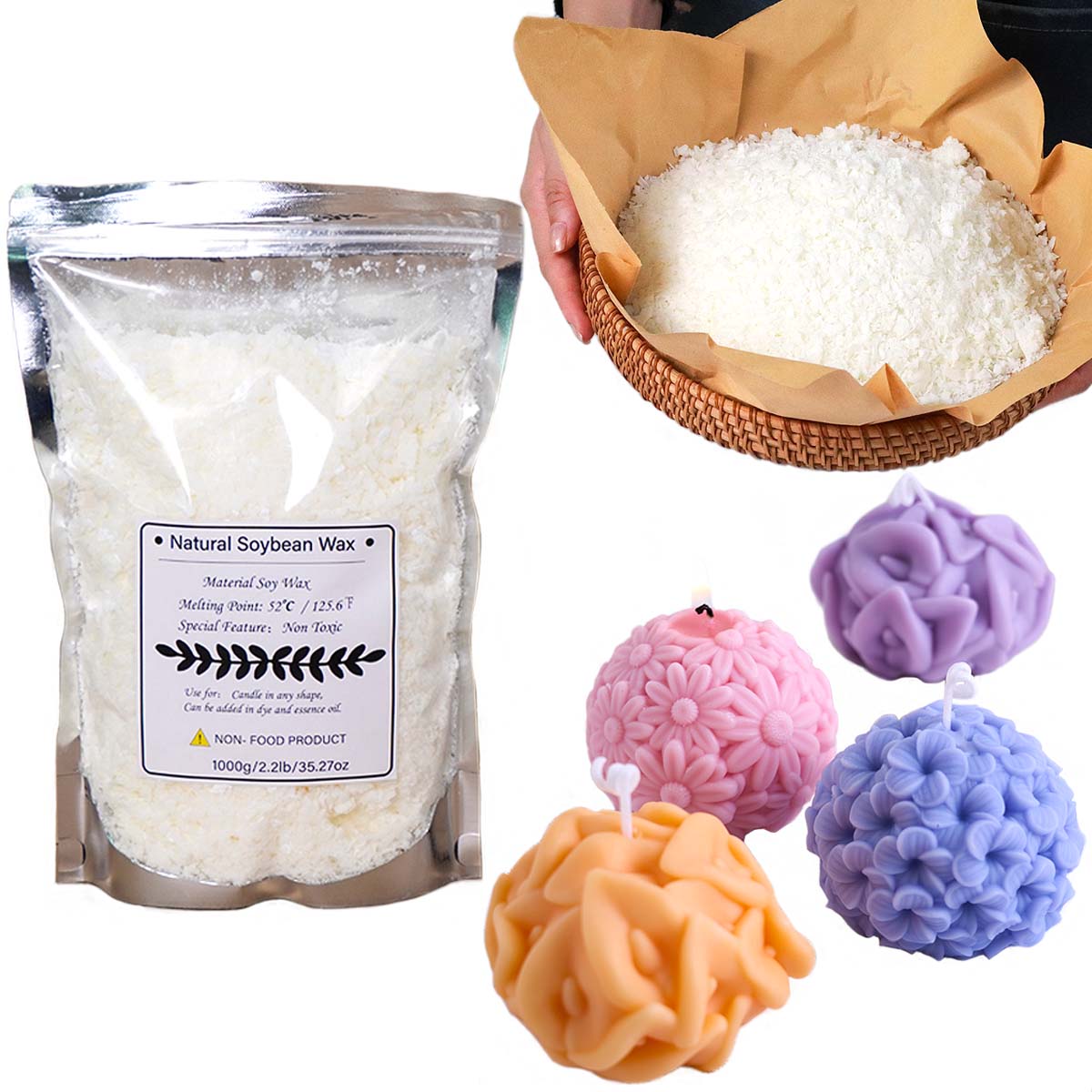 500g/1kg Natural Soy Wax Flake - Candle Supplies Bulk ulasan dan harga